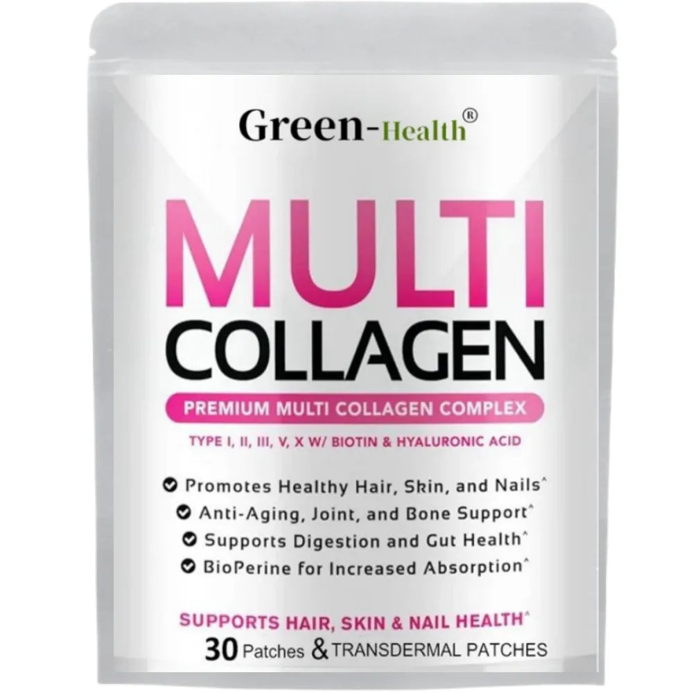 30 Patches Multi Collagen Plus Transdermal Patches With Biotin, Vitamin C For Women & Men Hair Growth Support Skin